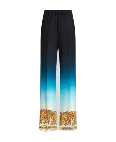 ETRO COLOUR SHADED CRÊPE DE CHINE PALAZZO TROUSERS