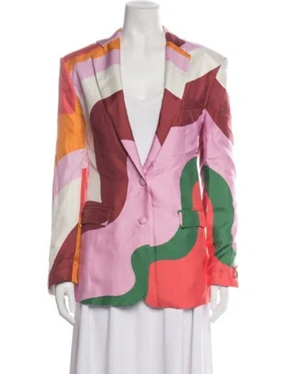 Pre-owned Etro Silk Graphic Print Blazer In Pink