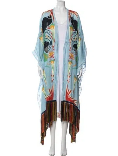 Pre-owned Etro Silk Graphic Print Coat In Blue