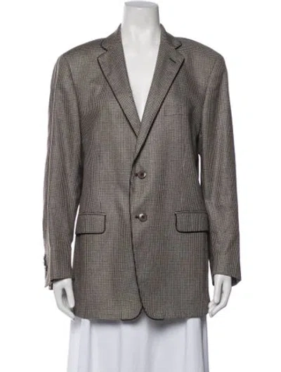 Pre-owned Etro Silk Houndstooth Print Blazer In Multicolor