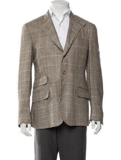 Pre-owned Etro Silk Houndstooth Print Blazer In Neutrals