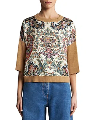 Etro Silk Inset Paisley Print Sweater In Multi