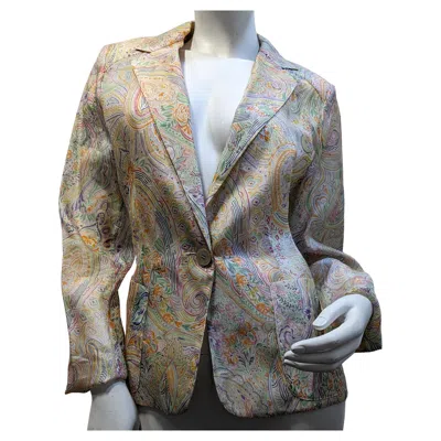 Pre-owned Etro Silk Jacket Made In Milano Italy  In Gray