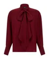 Etro Pussy-bow Silk-jacquard Blouse In Red