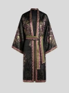 Etro Silk Jacquard Kesa Robe With Belt In Black