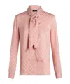 Etro Silk-jacquard Scarf-collar Shirt In Pink
