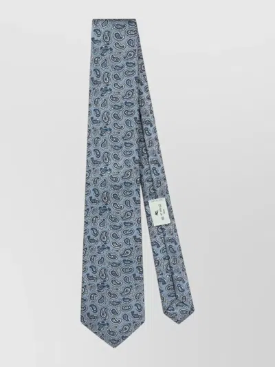 Etro Silk Jacquard Tie Micro Paisley Pattern In Gray