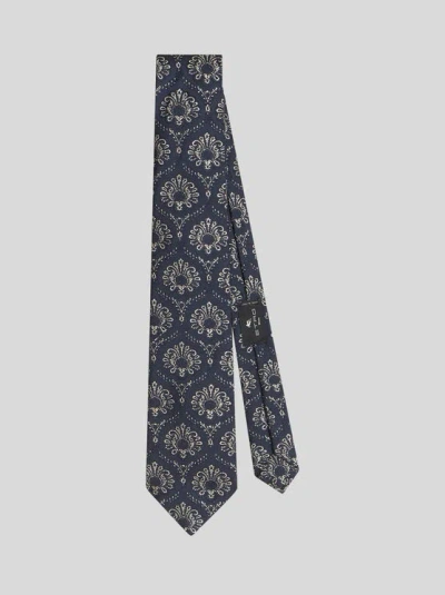 Etro Silk Jacquard Tie In Blue