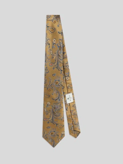Etro Silk Jacquard Tie With Floral Paisley Motif In Multi