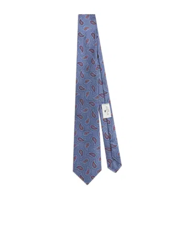 Etro Silk Jacquard Tie With Paisley Motif In Blue