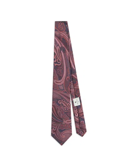 Etro Silk Jacquard Tie With Paisley Motif In Pink