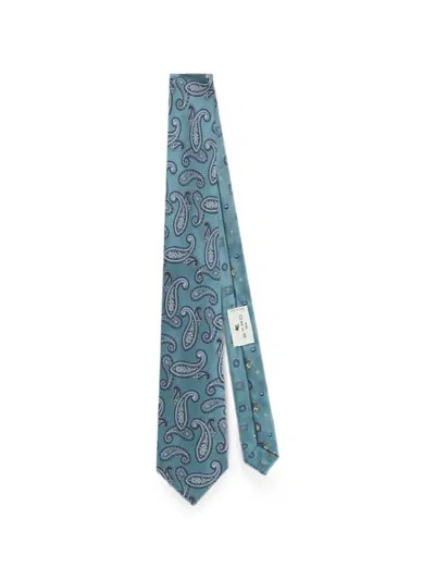 Etro Silk Jacquard Tie With Two Motifs In Blue