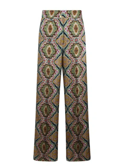 Etro Silk Jacquard Trousers In Multicolor