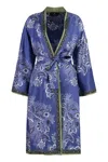 Etro Kesa Floral-print Silk Robe In Blue