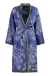 Etro Kesa Floral-print Silk Robe In Blue