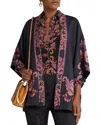 Etro , Silk Twill Kesa With Placed Print, Woman, Black, Size L In Print On Black