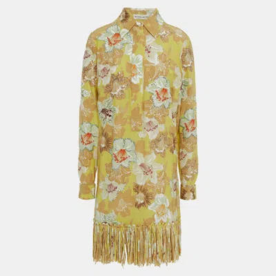 Pre-owned Etro Silk Knee Length Dress 44 In Yellow