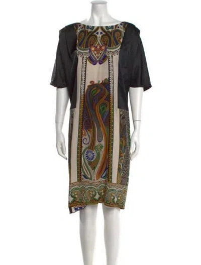 Pre-owned Etro Silk Knee-length Dress In Black