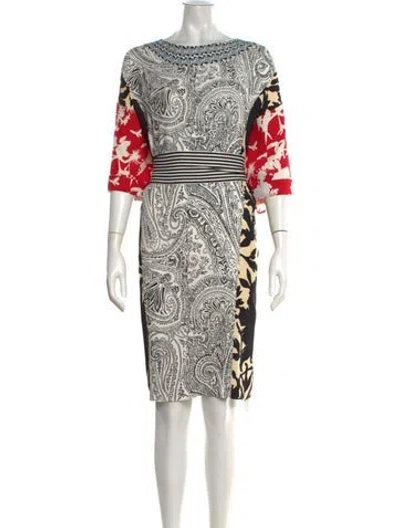 Pre-owned Etro Silk Knee-length Dress In Black/red