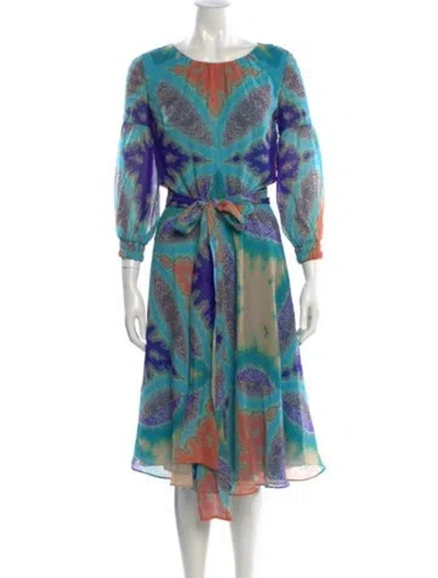 Pre-owned Etro Silk Knee-length Dress In Blue