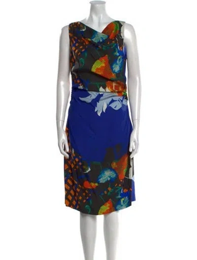 Pre-owned Etro Silk Knee-length Dress In Blue