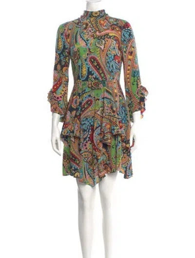 Pre-owned Etro Silk Knee-length Dress In Blue