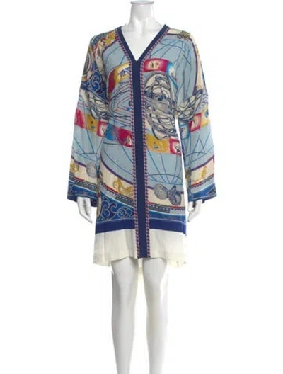 Pre-owned Etro Silk Knee-length Dress In Blue