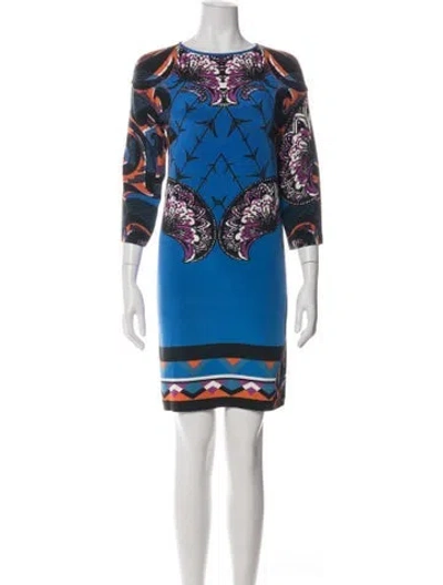 Pre-owned Etro Silk Knee-length Dress In Blue