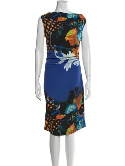 Pre-owned Etro Silk Knee-length Dress In Blue