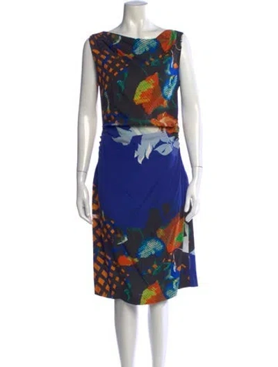 Pre-owned Etro Silk Knee-length Dress In Blue