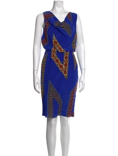 Pre-owned Etro Silk Knee-length Dress In Blue