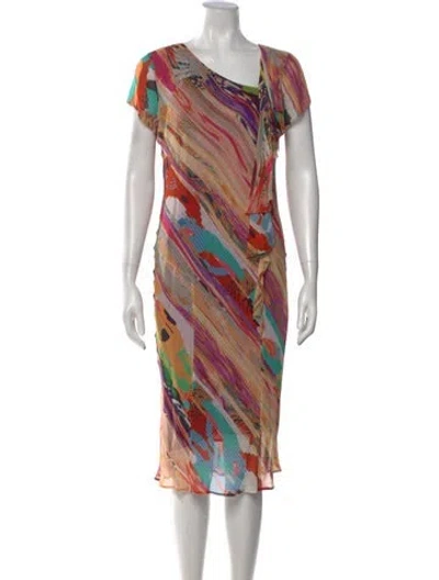 Pre-owned Etro Silk Knee-length Dress In Brown