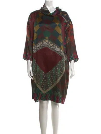 Pre-owned Etro Silk Knee-length Dress In Burgundy