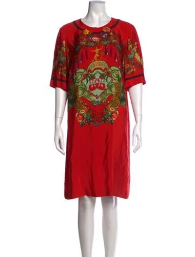 Pre-owned Etro Silk Knee-length Dress In Burgundy/gold/green