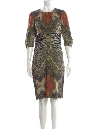 Pre-owned Etro Silk Knee-length Dress In Green