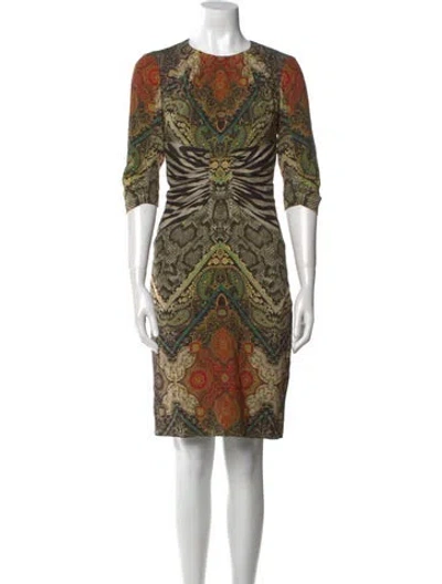 Pre-owned Etro Silk Knee-length Dress In Green