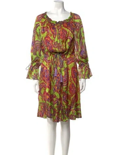 Pre-owned Etro Silk Knee-length Dress In Green