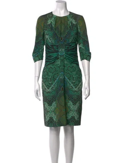 Pre-owned Etro Silk Knee-length Dress In Green
