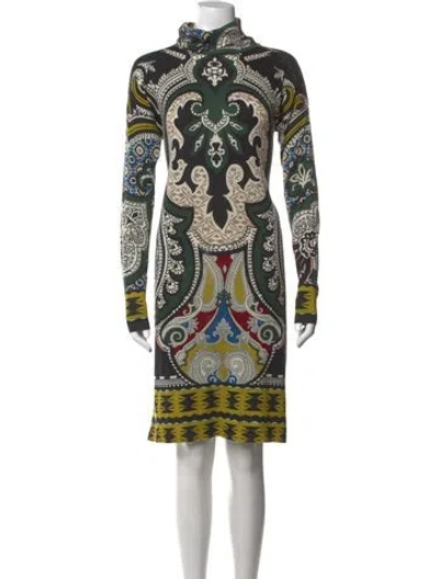 Pre-owned Etro Silk Knee-length Dress In Green