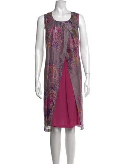 Pre-owned Etro Silk Knee-length Dress In Grey