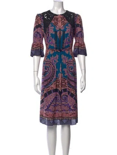 Pre-owned Etro Silk Knee-length Dress In Multi