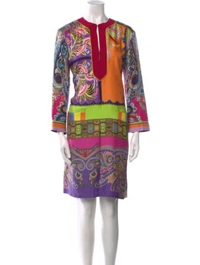 Pre-owned Etro Silk Knee-length Dress In Purple