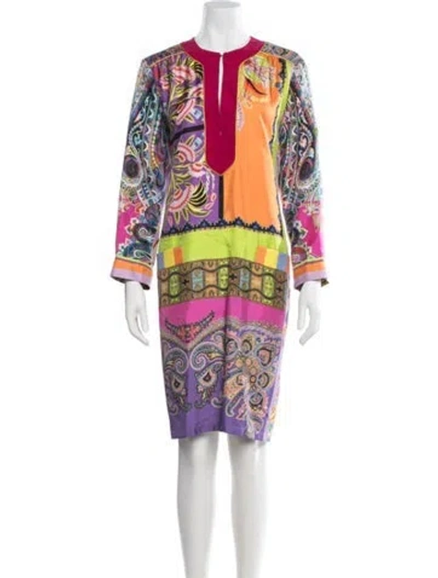 Pre-owned Etro Silk Knee-length Dress In Purple