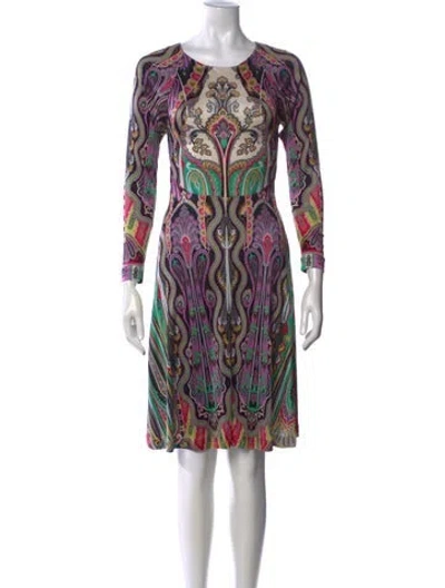 Pre-owned Etro Silk Knee-length Dress In Purple