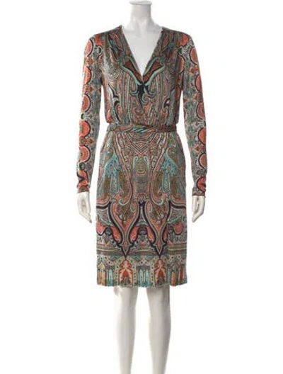 Pre-owned Etro Silk Knee-length Dress In Purple