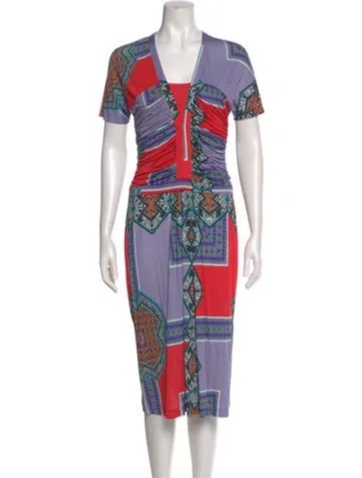 Pre-owned Etro Silk Knee-length Dress In Red