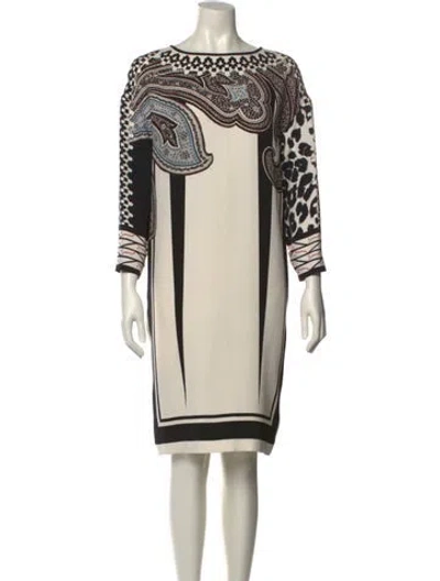 Pre-owned Etro Silk Knee-length Dress In White
