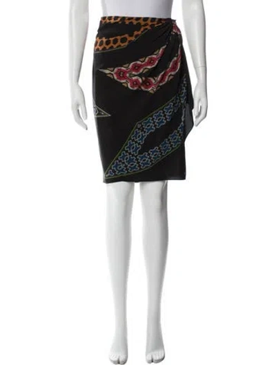 Pre-owned Etro Silk Knee-length Skirt In Black