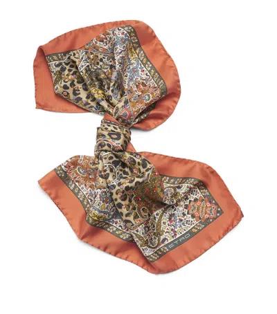 Etro Silk Leopard Scarf In Brown
