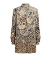 Etro Multicolor Shirt With Classic Collar And All-over Floral Animalier Silk In Beige